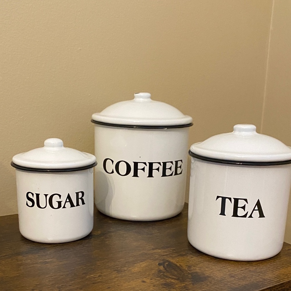 White Ceramic Kitchen Canister Set
